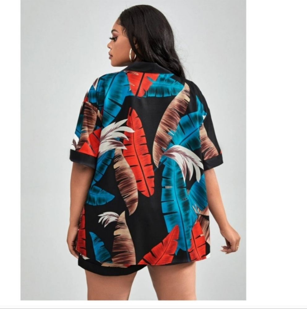 Tropical Print Two-Piece Set - Picture 2 of 3